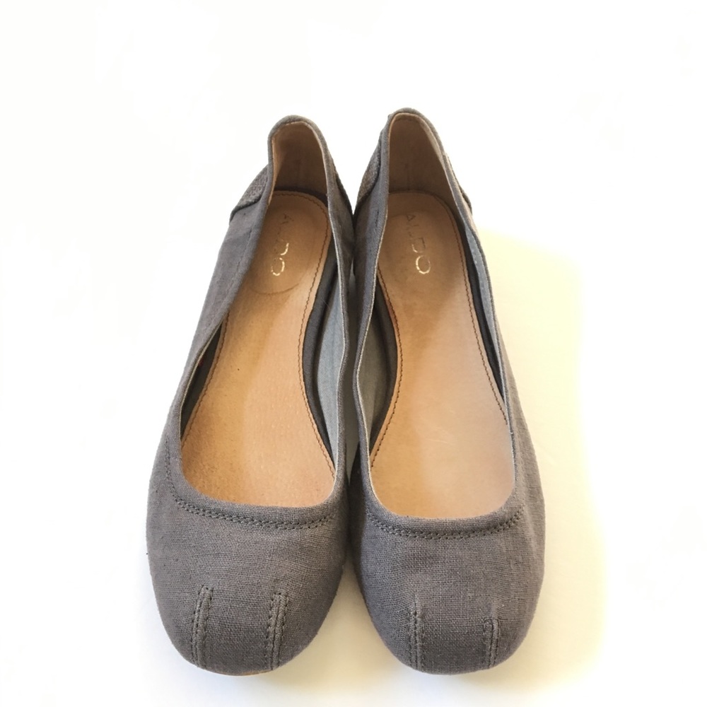 ALDO Gray Linen Ballet Flats Shoes